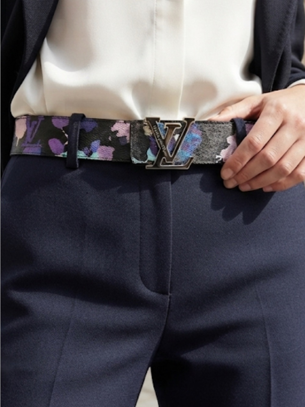New Women’s Multicolor Monogram Floral Belt